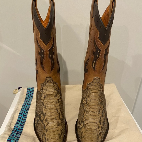 Frye Gen Leather & Python Jennifer Estes Boots - Picture 1 of 7